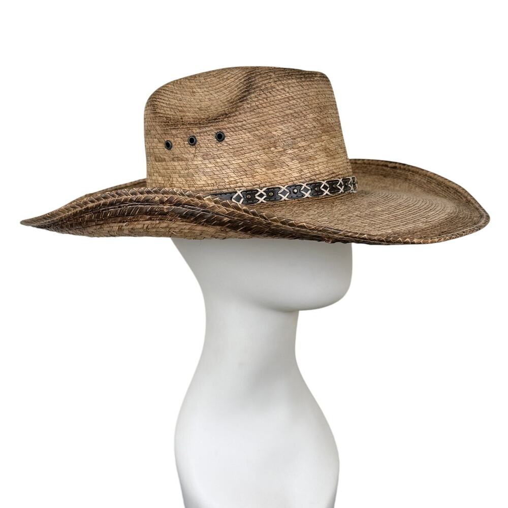 Cody James 20X Straw Cowboy Hat Brown Leather Band Western Rodeo